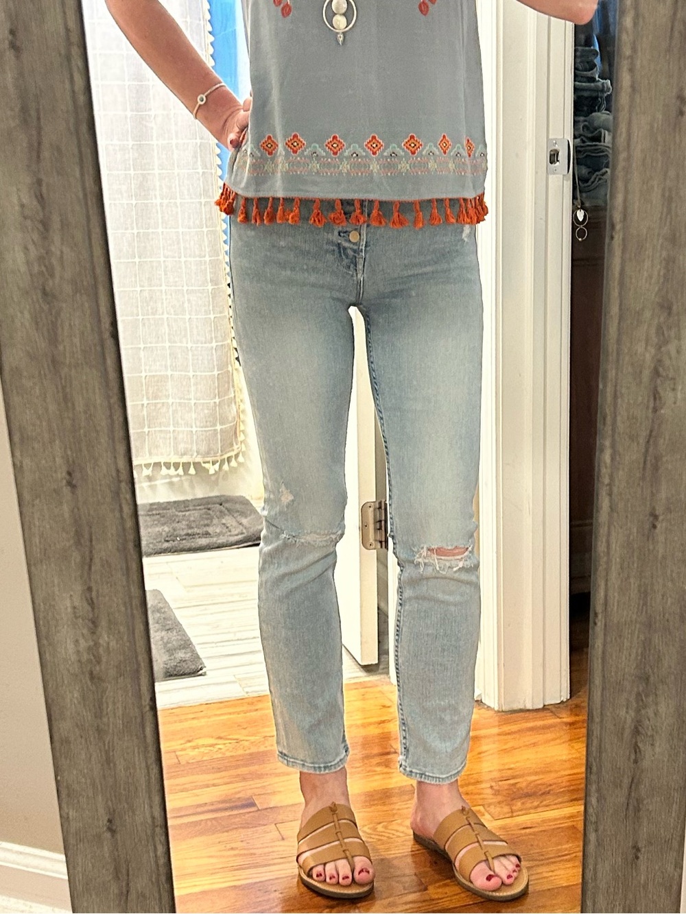 MOTHER The Pixie Tomcat High Rise Straight Leg Ankle Jeans in Nature of The Game